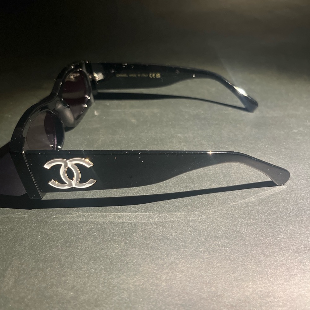 Black Chanel Rectangular Sunglasses - image 4
